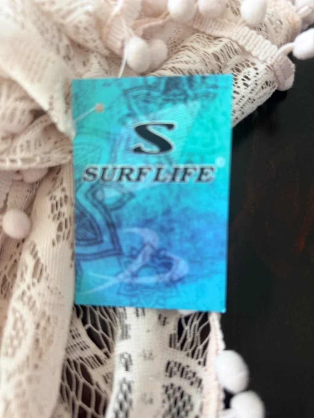 Surf Life NWT Lace Open-Leg  Pom-Pom Cover-Up  ivory size M (CK measurements)